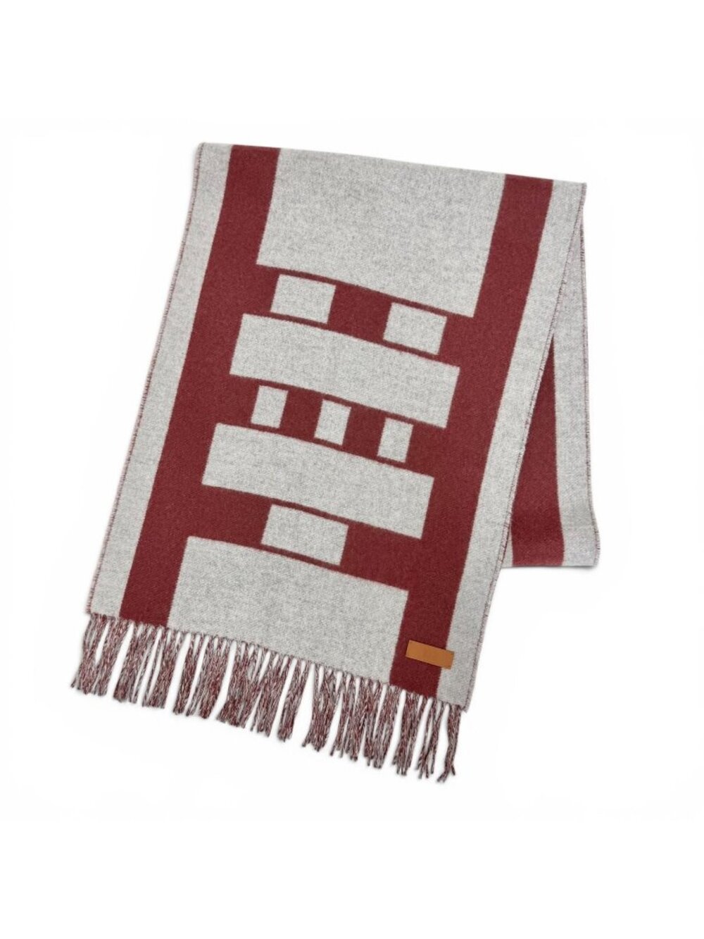 Hermes Scarf Competition Cashmere 100% Gray Clair Rouge